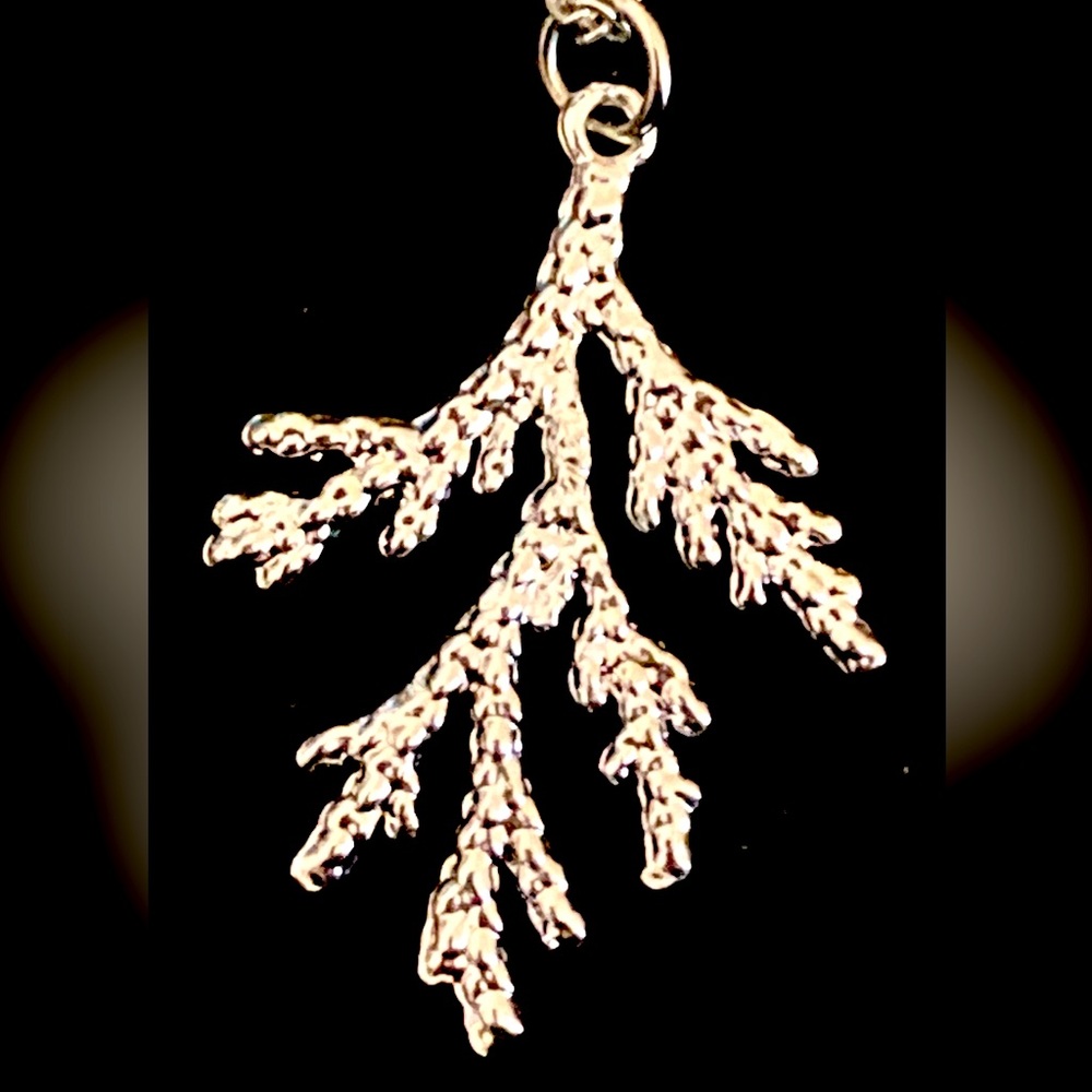 Silver pine tree branch charm NWOB